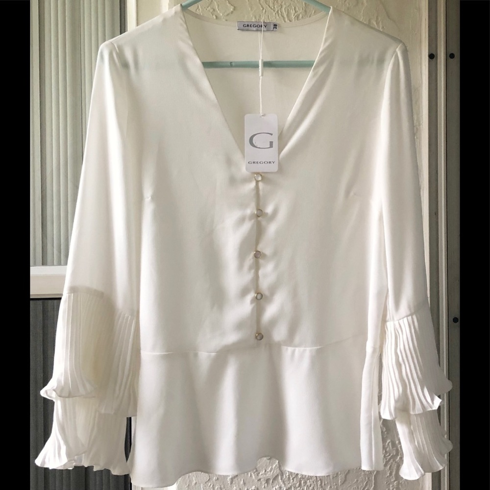 BEAUTIFUL TIERED BELL SLEEVE DROP WAIST BLOUSE 6
